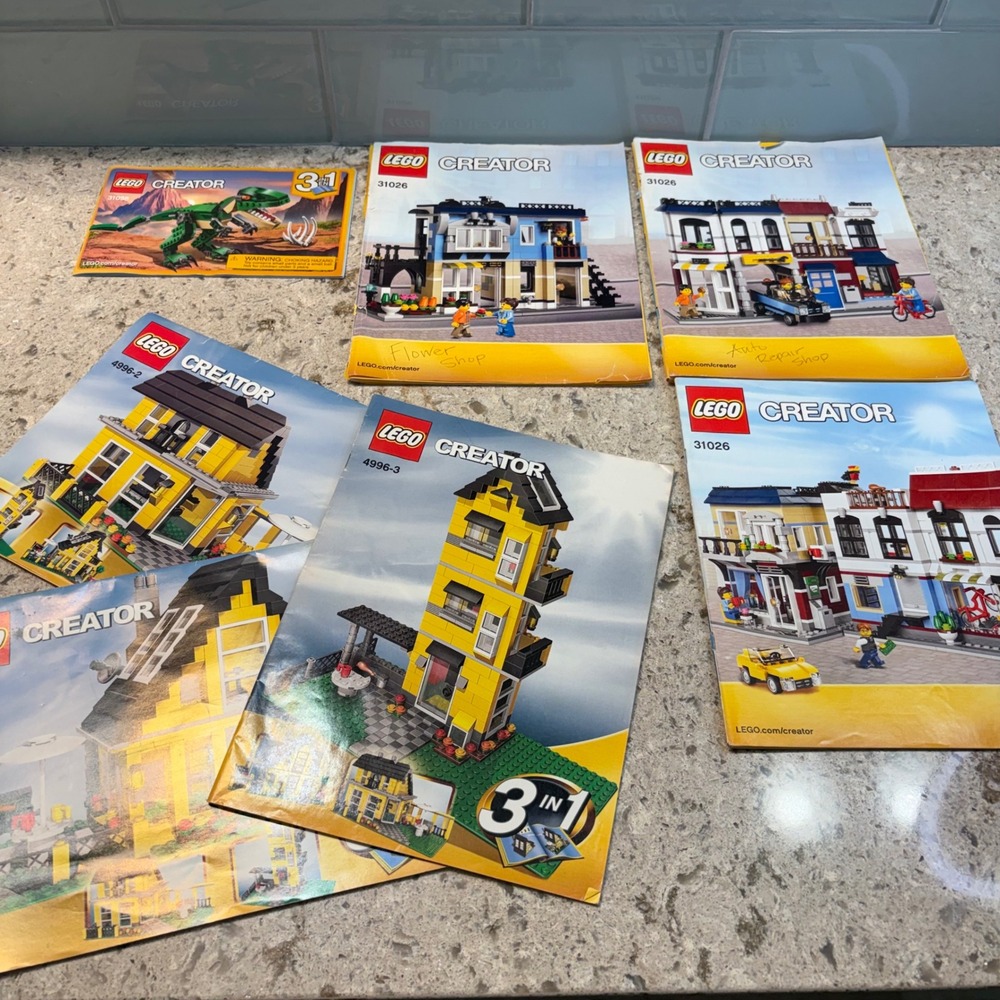 Lego Creator Instruction Manual Lot 31026 4996 31058 Bike Shop Beach House Dino